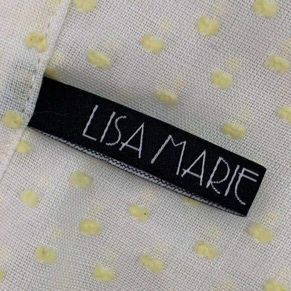 Lisa Marie Fernandez Women's Cream Yellow Polka Dot Long Sleeve Coverup Dress - Picture 12 of 13